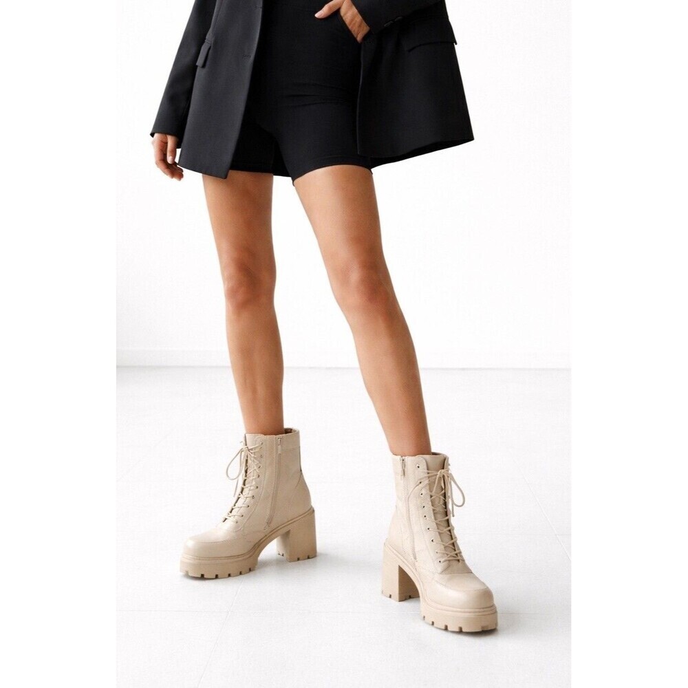 Madden Girl Rogue Ankle Boots Putty Platform Lug Sole Lace-Up Women’s Size 10